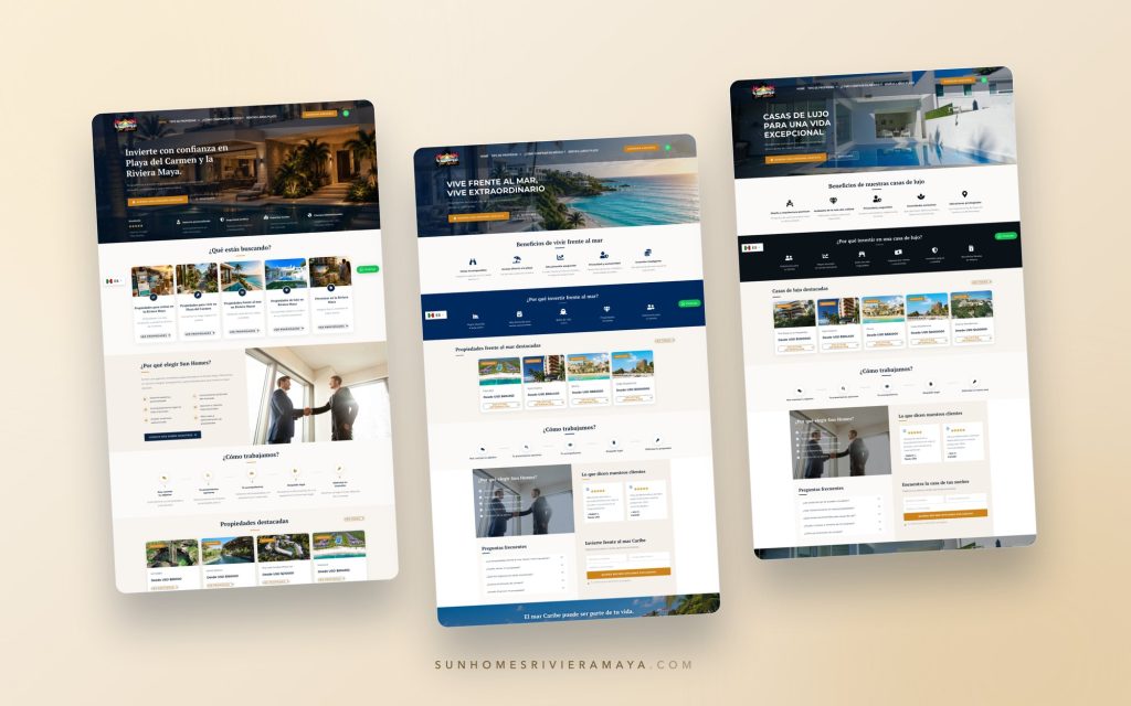 Páginas temáticas del sitio web de Sun Homes por CG Medios